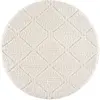 STUDIO DECO Tapis rond à poils longs et relief crème 200x200cm