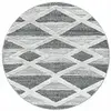 STUDIO DECO Tapis bohème rond à relief blanc et gris 160x160cm
