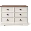 Concept-Usine Commode 6 tiroirs blanc et bois 120cm VALLA