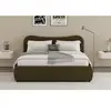 PLANO - Lit coffre 140x190cm design arrondi velours côtelé vert