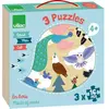 Puzzles en bois Terre Mer Ciel - Vilac - 3 puzzles de 16 pièces chacun