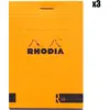 Rhodia - 3 Blocs agrafés n°12 70 feuillets lignés oranges - 8.5x12 cm ...