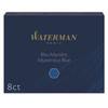 WATERMAN boîte de 8 cartouches longues, encre Bleu Mystère pour stylo plume