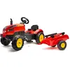 Falk - 2046AB - Tracteur a pédales x Tractor rouge avec capot ouvrant et remorque inclus