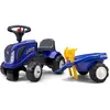 Falk Porteur tracteur New Holland avec remorque - pelle et rateau - Bleu