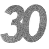 Sachet de 6 grands Confettis anniversaire, ARGENT pailleté 30 ans