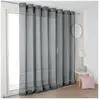 HOME MAISON Voilage grande largeur léger à aspect lin (285x250 cm - Gris Foncé)