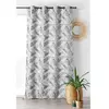 LINDER Rideau moderne et originale motif plumes grises - 135x240cm - Gris