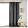 LINDER Rideau Voilage uni 100% lin (145x260 cm - Gris anthracite)