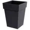 Pot carré polypropylène Eda Toscane gris foncé 39 x 39 x h. 65 cm