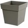 EDA Pot de fleur carré Toscane - 39 x 39 x H 39 cm - 38 L - Taupe