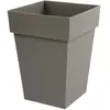 Pot carré polypropylène Eda Toscane taupe 39 x 39 x h.53 cm