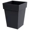 Pot carré polypropylène Eda Toscane gris foncé 39 x 39 x h.53 cm