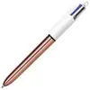 BiC® Bic Stylo - 4 Couleurs - Pointe Moyenne - Bic - Corps Métal Cuivre