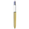 Bic Stylo - 4 Couleurs - Pointe Moyenne - Bic - Corps Métal Or