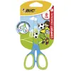 BIC Comfort Ciseaux Enfants pour Droitier 13 cm - Décor Chat ou Football, Blister de 1