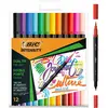 BIC Feutre DUAL BRUSH, 2en1, étui de 12, couleurs assorties