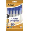 BIC 10 stylos-billes Cristal bleu, pointe moyenne