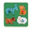Djeco Puzzle à encastrement bouton en bois : Family Farm