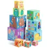 Cubes à empiler Arc en Ciel - DJECO - DJ08510 - Jouet d'éveil pour enfants de 12 mois et plus