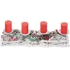 Decoshop26 Couronne de l'avent allongée décoration de noël arrangement de l'avent bois 11 x 15 x 50 cm blanc-gris avec bougies rouges
