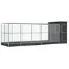 Helloshop26 Volière cage à oiseaux avec extension argenté 623 x 203 x 216 cm acier Argent 02_0045658