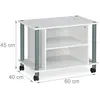 Helloshop26 Meuble tv compartiments étagère buffet à roues pour téléviseur 60 blanc