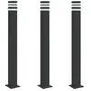 Lampadaires d'extérieur avec sortie 3 pcs 110 cm aluminium noir