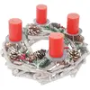 DÉCOSHOP26 Couronne de l'Avent ronde decoration de table Noël en bois Ø 35 blanc-gris avec bougies blanc