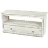 DÉCOSHOP26 Meuble tv avec tiroir de rangement étagère style vintage en bois blanc