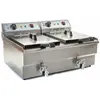 Helloshop26 Friteuse acier inox 2 bacs 16 litres cuve et resistance amovible robinet vidange 380 v professionnelle