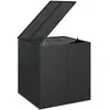 HELLOSHOP26 Boîte a coussins coffre de rangement de jardin resine tressee 100 x 97,5 x 104 cm noir