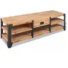 HELLOSHOP26 Meuble tele buffet tv television design pratique 140 cm bois d acacia massif
