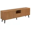 Helloshop26 Meuble tv de rangement moderne 140 x 30 x 46 cm effet bois foncé 03_0007761