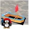 Bac à Sable En Forme De Bateau, 1 Banc Avec Barre Et Drapeau, 150 cm.