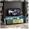 DREAMMESPACE Meuble tv led 137x30x57cm - 3 tiroirs en tissu cuir et métal noir - multicolore