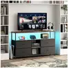 DREAMMESPACE Meuble TV LED 137x30x78cm - 4 tiroirs, 2 compartiments et...