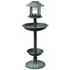 Decoshop26 Baignoire Mangeoire Fontaine Bain D'oiseaux Verte Avec Lampe Solaire 39x39x97 Cm Dec020796