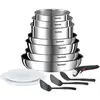 Tefal INGENIO Batterie de cuisine 13 pcs, Induction, Acier inoxydable, Revetement antiadhésif durable, Emotion On L897DS04