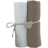 BabyCalin Lot De 2 Draps Housse Blanc / Taupe 60 X 120 Cm - Babycalin