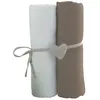 Babycalin Lot de 2 draps housses bébé en coton blanc et marron 70x140 cm