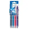 Pilot Pen Set 4 stylos Frixion Clicker 07 Set2Go Noir Bleu Rouge et Vert