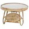 Table basse ronde en rotin avec plateau en verre - Jardiline