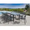 JARDILINE Table de jardin en aluminium et verre - Gris - 180/240 x 100 x 76 cm