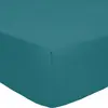 Drap housse percale de coton vert émeraude 180x200 cm