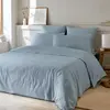 Parure housse de couette bambou et coton 57 fils uni ardoise gris 240 ...