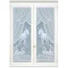Homemaison Equestre Paire de vitrages Esprit, Polyester, Blanc, 160x60 cm