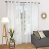 Voilage à oeillets étamine broderie feuilles blanc L.240 x l.140cm Dyl...