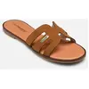 Mules plate en cuir HAMIGA cognac