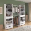 Dressing - ANETO - Blanc - Double colonne - 6 tiroirs - 2 barres de pe...